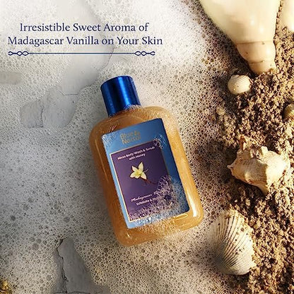 Blue Nectar Vanilla Body Wash & Scrub with Honey – Deep Cleansing, Exfoliation & Anti-Cellulite (8.4 Fl Oz)