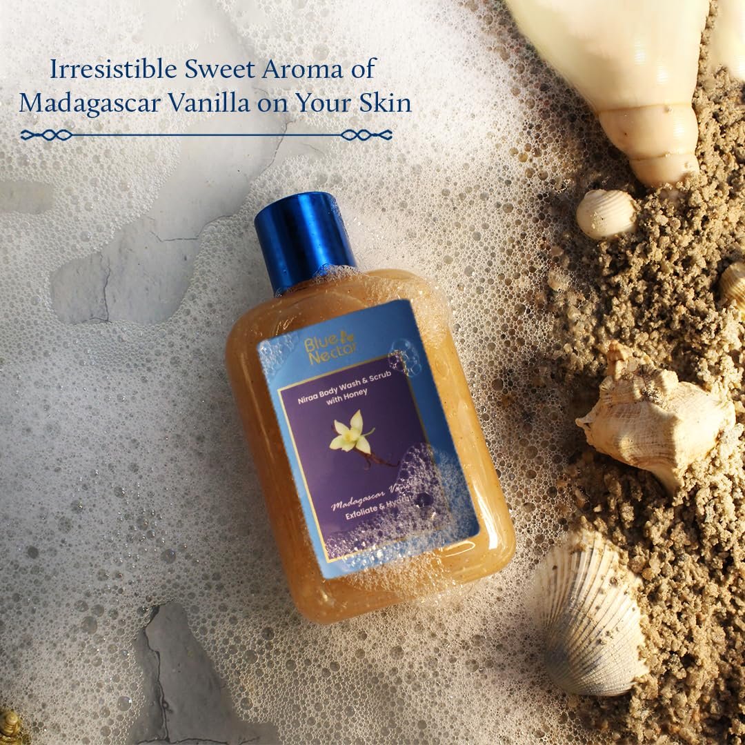 Blue Nectar Vanilla Body Wash & Scrub with Honey – Deep Cleansing, Exfoliation & Anti-Cellulite (8.4 Fl Oz) - görsel 7