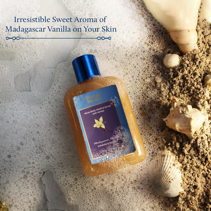 Blue Nectar Vanilla Body Wash & Scrub with Honey – Deep Cleansing, Exfoliation & Anti-Cellulite (8.4 Fl Oz)