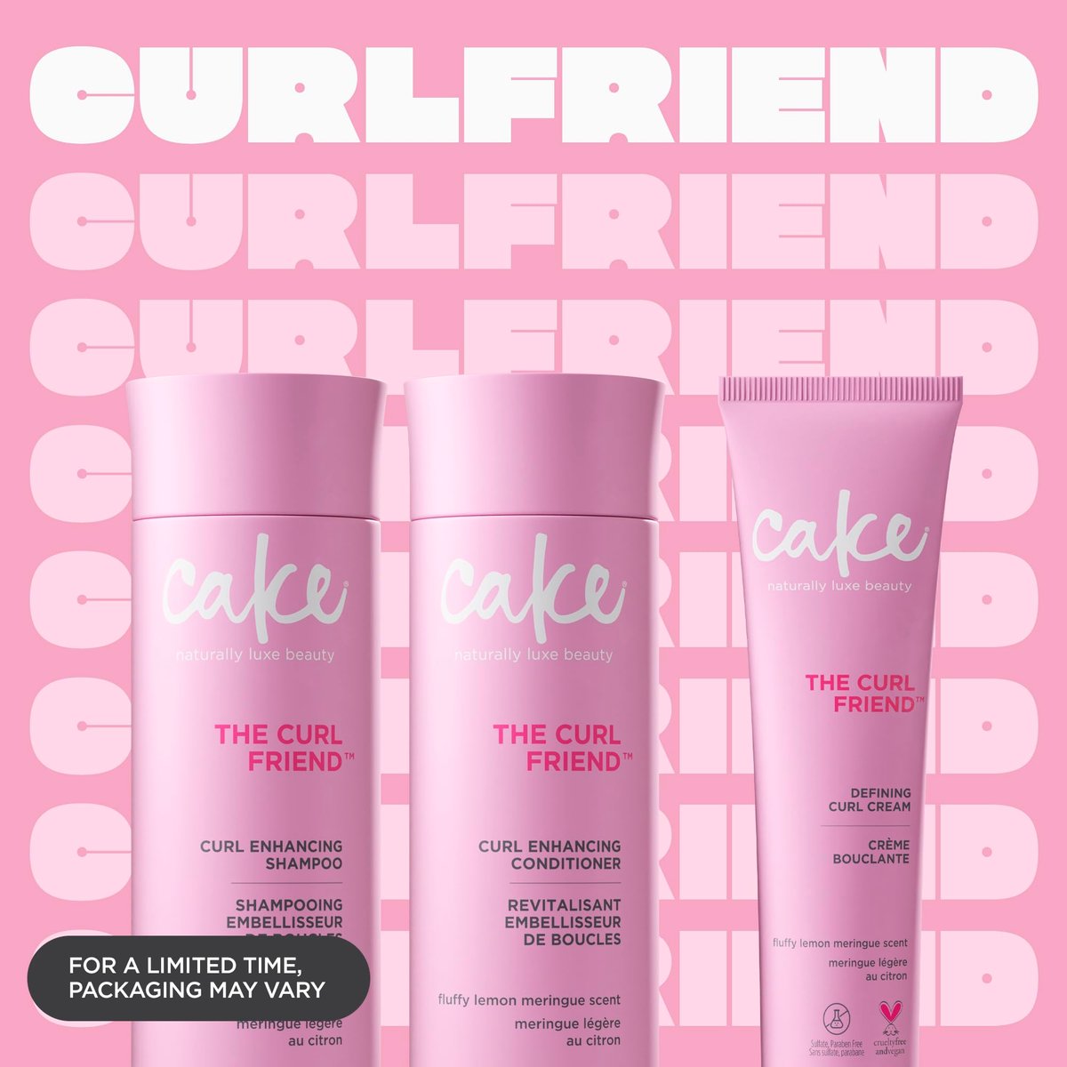 Cake Beauty Curl Friend Curl Defining Shampoo, Conditioner & Cream Set – Avocado & Argan Oil for Curly Hair, Anti-Frizz, Cruelty Free & Vegan Avelisse