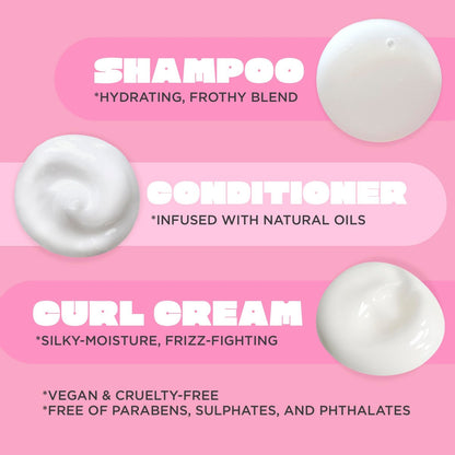 Cake Beauty Curl Friend Curl Defining Shampoo, Conditioner & Cream Set – Avocado & Argan Oil for Curly Hair, Anti-Frizz, Cruelty Free & Vegan Avelisse