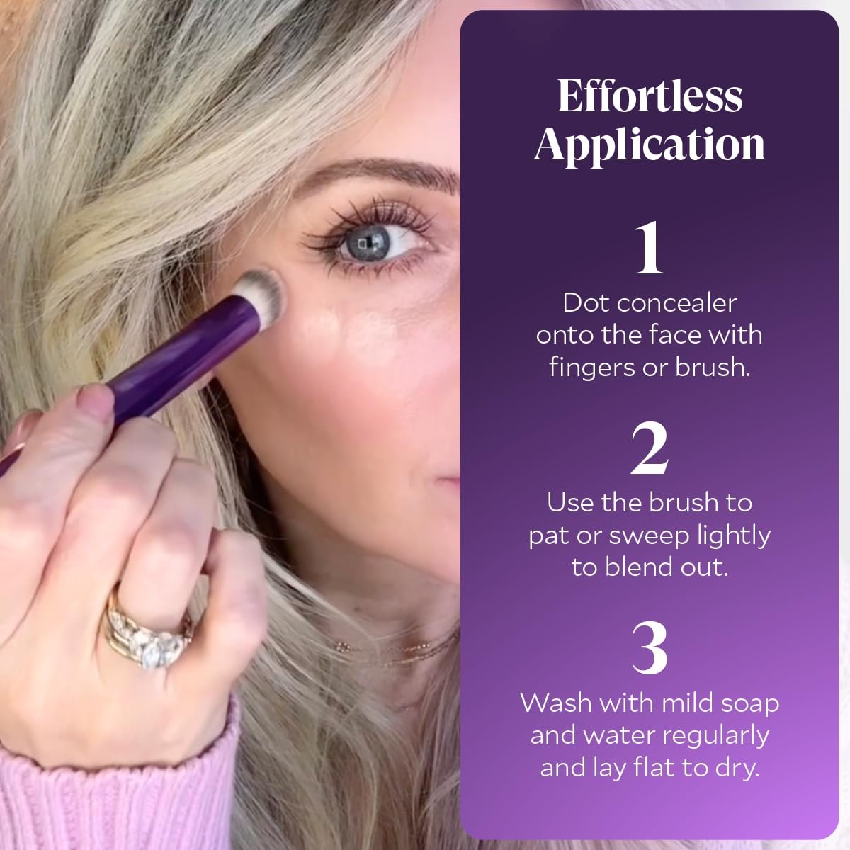 FIÈRA Contoured Concealer Brush for Eyes & Nose – Precise Blending Makeup Brush for Flawless Coverage – Soft, Non-Shedding, Cruelty-Free Brush for Spot Concealing & Hard-to-Reach Areas - görsel 9