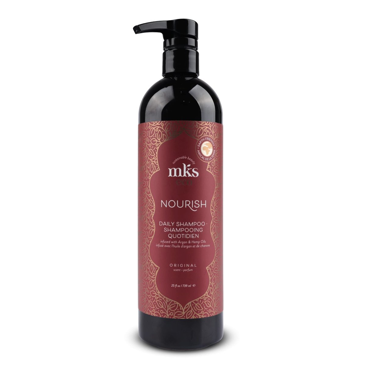 MKS eco Nourish Shampoo, Original Scent - 25 fl oz - Cleanses, Strengthens & Repairs Fine, Color Treated Hair - Moroccan Argan Oil & Hemp Seed Oil - Vegan, Cruelty Free - görsel 1