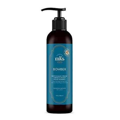 MKS eco for Men Bomber Shave Cream - Sandalwood Scent - 10 oz - Softens Beard, Reduces Irritation - with Hemp Seed & Argan Oils - Vegan & Cruelty Free