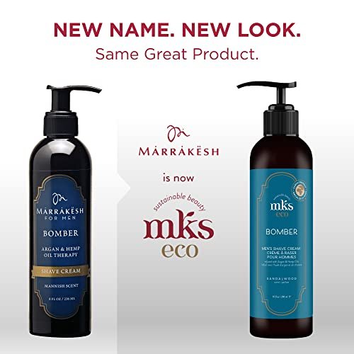 MKS eco for Men Bomber Shave Cream - Sandalwood Scent - 10 oz - Softens Beard, Reduces Irritation - with Hemp Seed & Argan Oils - Vegan & Cruelty Free - görsel 4