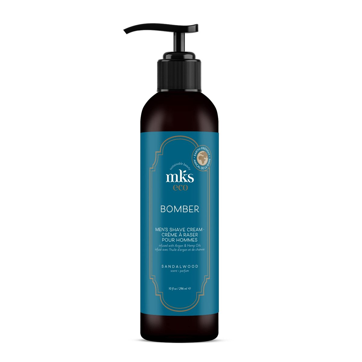MKS eco for Men Bomber Shave Cream - Sandalwood Scent - 10 oz - Softens Beard, Reduces Irritation - with Hemp Seed & Argan Oils - Vegan & Cruelty Free - görsel 1