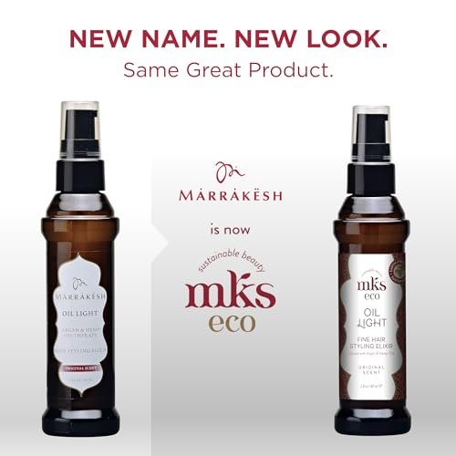 MKS Eco Hair Styling Elixir - Original 2 fl oz - Moroccan Argan Oil & Hemp Seed Oil for Fine Hair - Moisturizing, Nourishing & Frizz Control - Vegan & Cruelty-Free - görsel 4