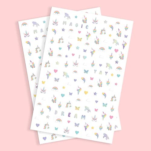 xo, Fetti Kids Unicorn Nail Stickers - 524 Decals | Birthday Party Favors & DIY Activity - görsel 3