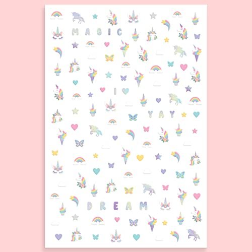 xo, Fetti Kids Unicorn Nail Stickers - 524 Decals | Birthday Party Favors & DIY Activity - görsel 7