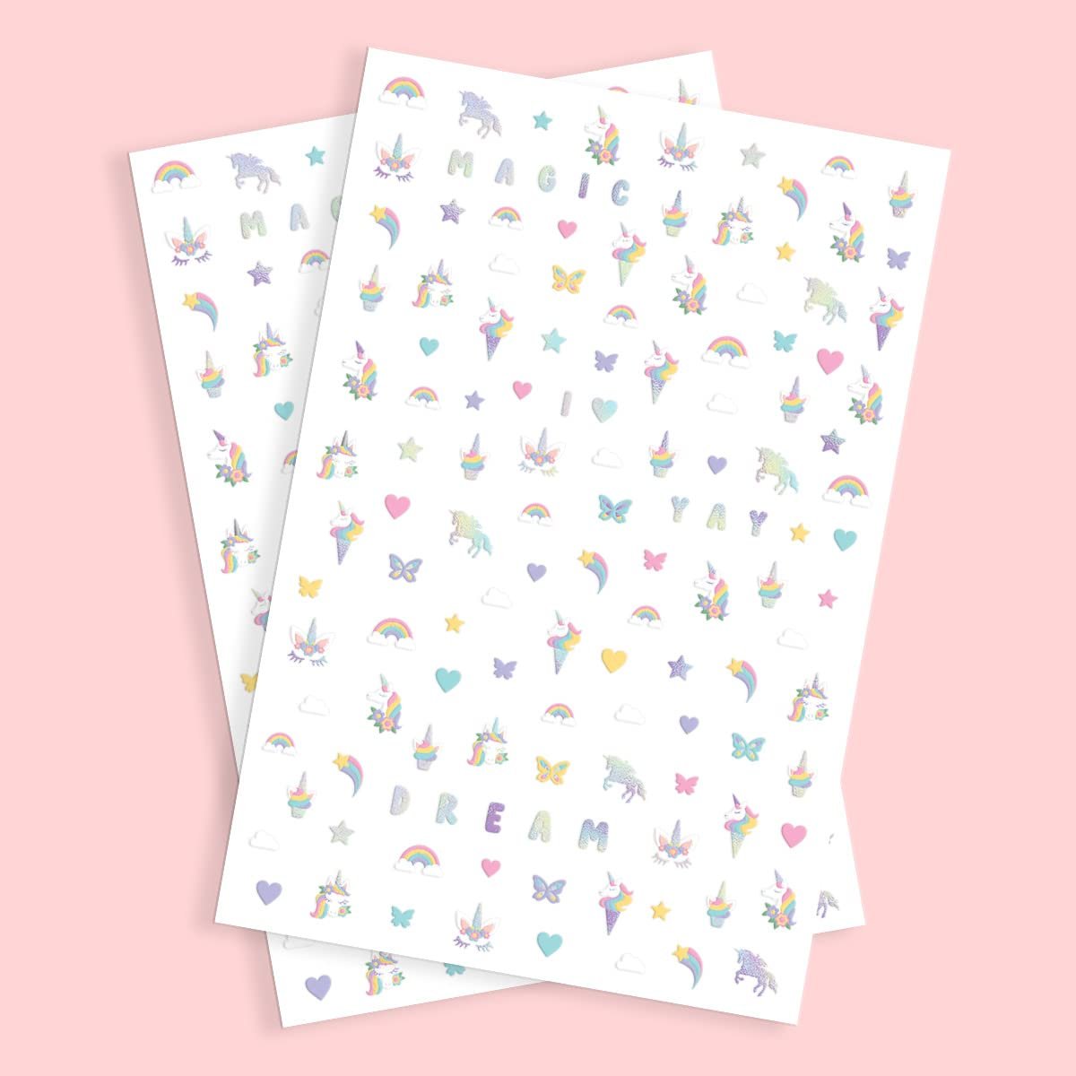 xo, Fetti Kids Unicorn Nail Stickers - 524 Decals | Birthday Party Favors & DIY Activity - görsel 4