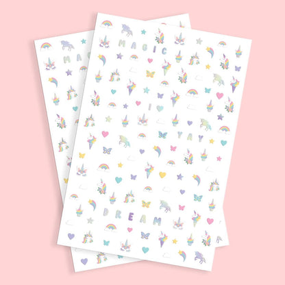 xo, Fetti Kids Unicorn Nail Stickers - 524 Decals | Birthday Party Favors & DIY Activity