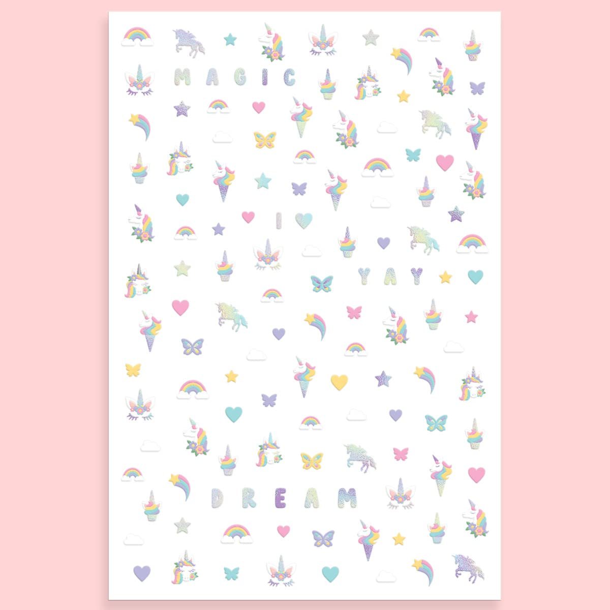 xo, Fetti Kids Unicorn Nail Stickers - 524 Decals | Birthday Party Favors & DIY Activity - görsel 8