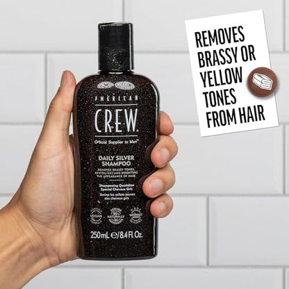 American Crew Daily Silver Shampoo for Men - Removes Brassy Tones, Naturally Derived, Vegan Formula, 8.4 fl oz Avelisse