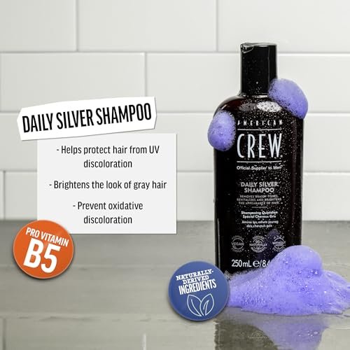 American Crew Daily Silver Shampoo for Men - Removes Brassy Tones, Naturally Derived, Vegan Formula, 8.4 fl oz Avelisse
