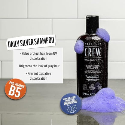American Crew Daily Silver Shampoo for Men - Removes Brassy Tones, Naturally Derived, Vegan Formula, 8.4 fl oz Avelisse