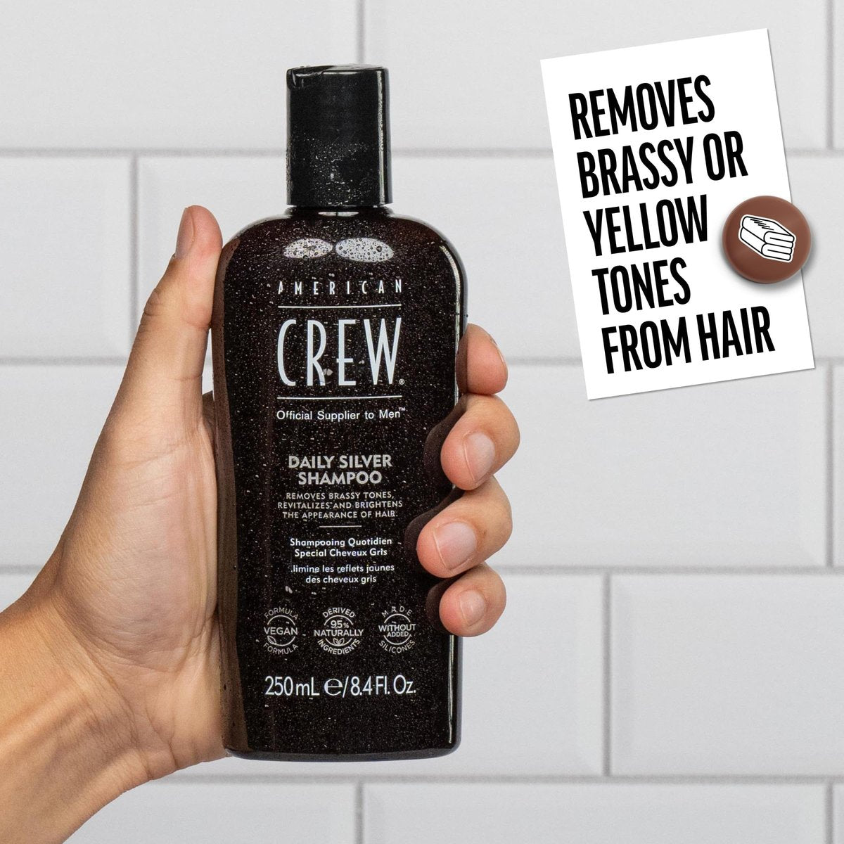 American Crew Daily Silver Shampoo for Men - Removes Brassy Tones, Naturally Derived, Vegan Formula, 8.4 fl oz Avelisse