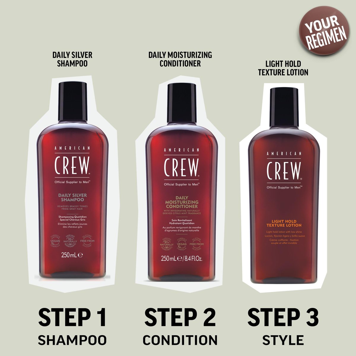 American Crew Daily Silver Shampoo for Men - Removes Brassy Tones, Naturally Derived, Vegan Formula, 8.4 fl oz Avelisse