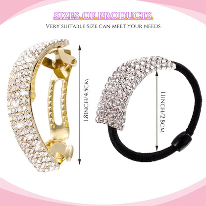 Multicolor Rhinestone Barrette & Crystal Ponytail Holder – Glitter Hair Tie for Women, Mother’s Day Gift Avelisse