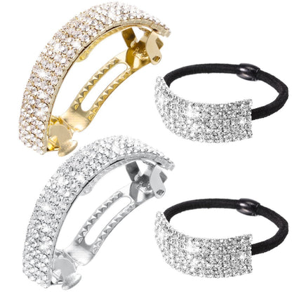 Multicolor Rhinestone Barrette & Crystal Ponytail Holder – Glitter Hair Tie for Women, Mother’s Day Gift Avelisse