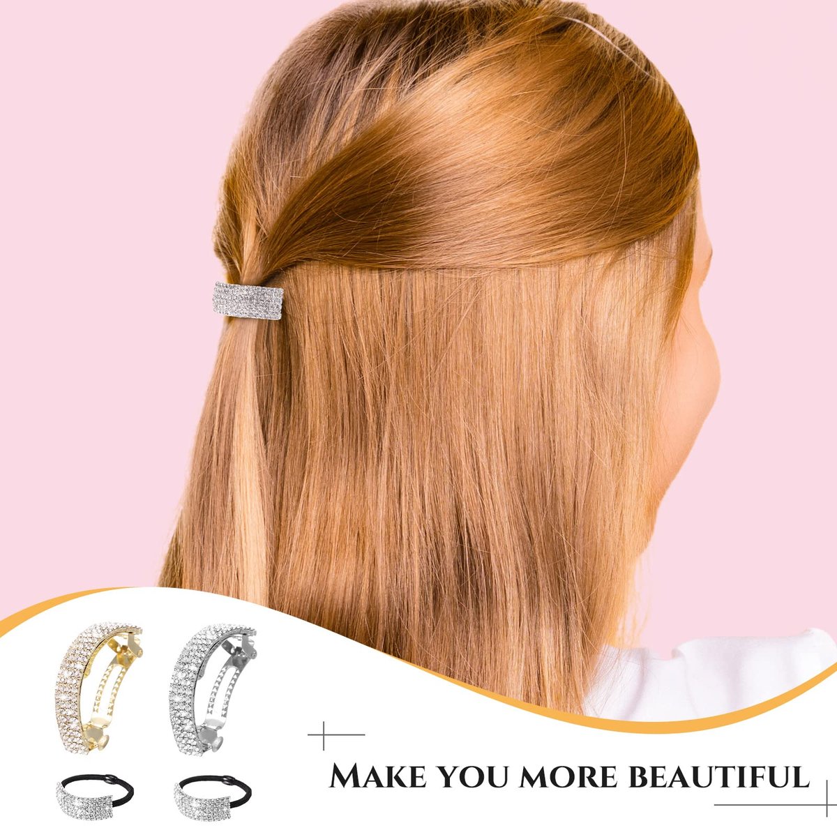 Multicolor Rhinestone Barrette & Crystal Ponytail Holder – Glitter Hair Tie for Women, Mother’s Day Gift Avelisse