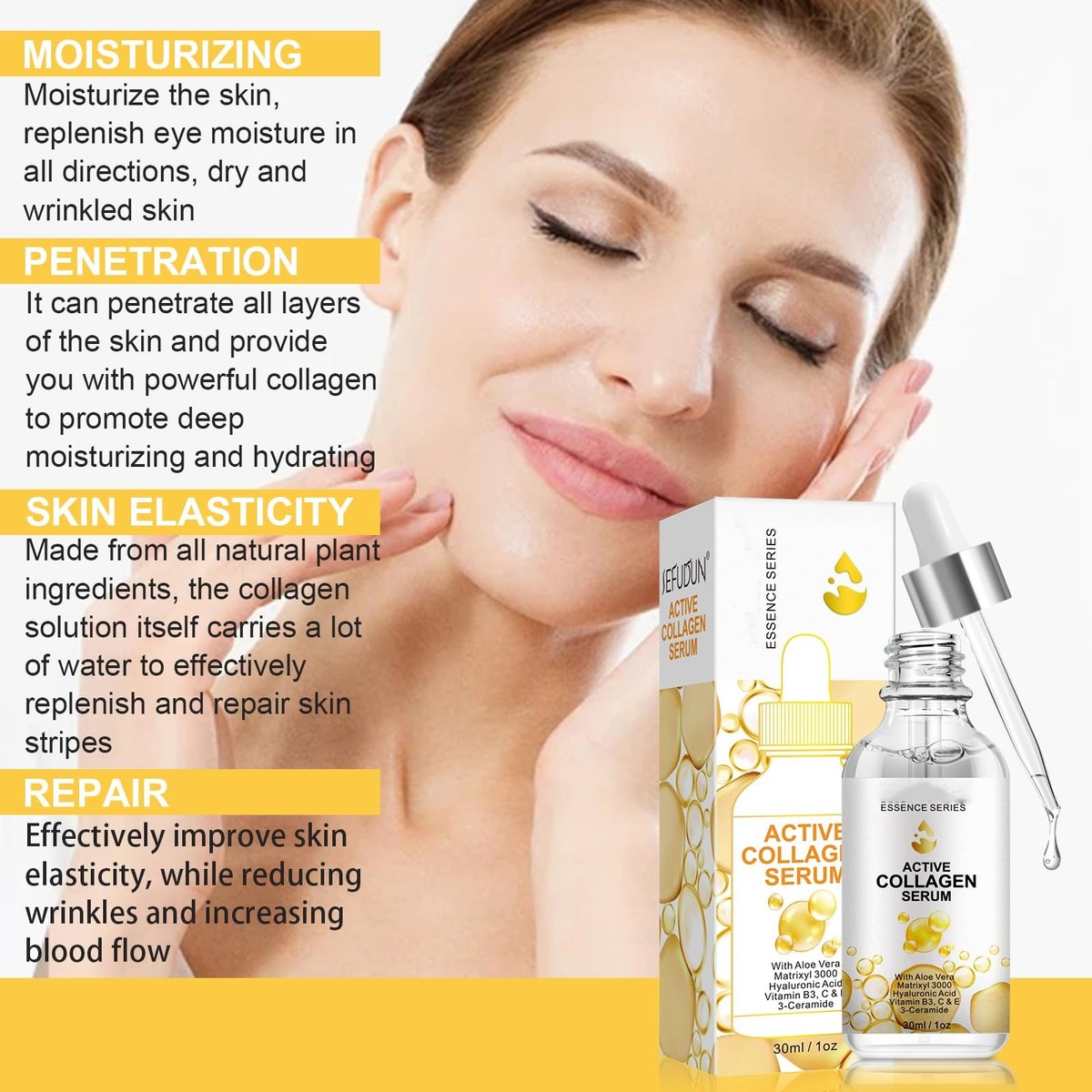 Active Collagen Serum - Natural & Organic Anti-Aging Face Serum with Collagen, Improves Elasticity, Firms & Smooths Skin - 1 oz - görsel 7
