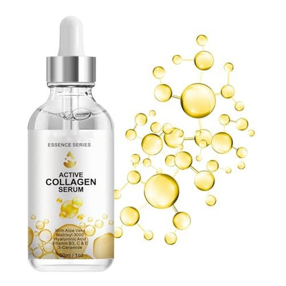 Active Collagen Serum - Natural & Organic Anti-Aging Face Serum with Collagen, Improves Elasticity, Firms & Smooths Skin - 1 oz