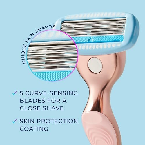 Schick Hydro Silk Rose Gold Metal Razor for Women – 5-Blade Razor with Handle & 2 Refills Avelisse