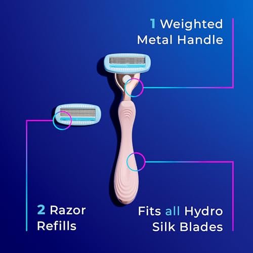 Schick Hydro Silk Rose Gold Metal Razor for Women – 5-Blade Razor with Handle & 2 Refills Avelisse
