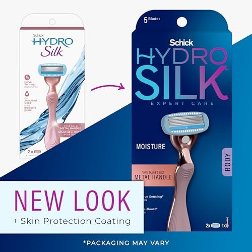 Schick Hydro Silk Rose Gold Metal Razor for Women – 5-Blade Razor with Handle & 2 Refills Avelisse