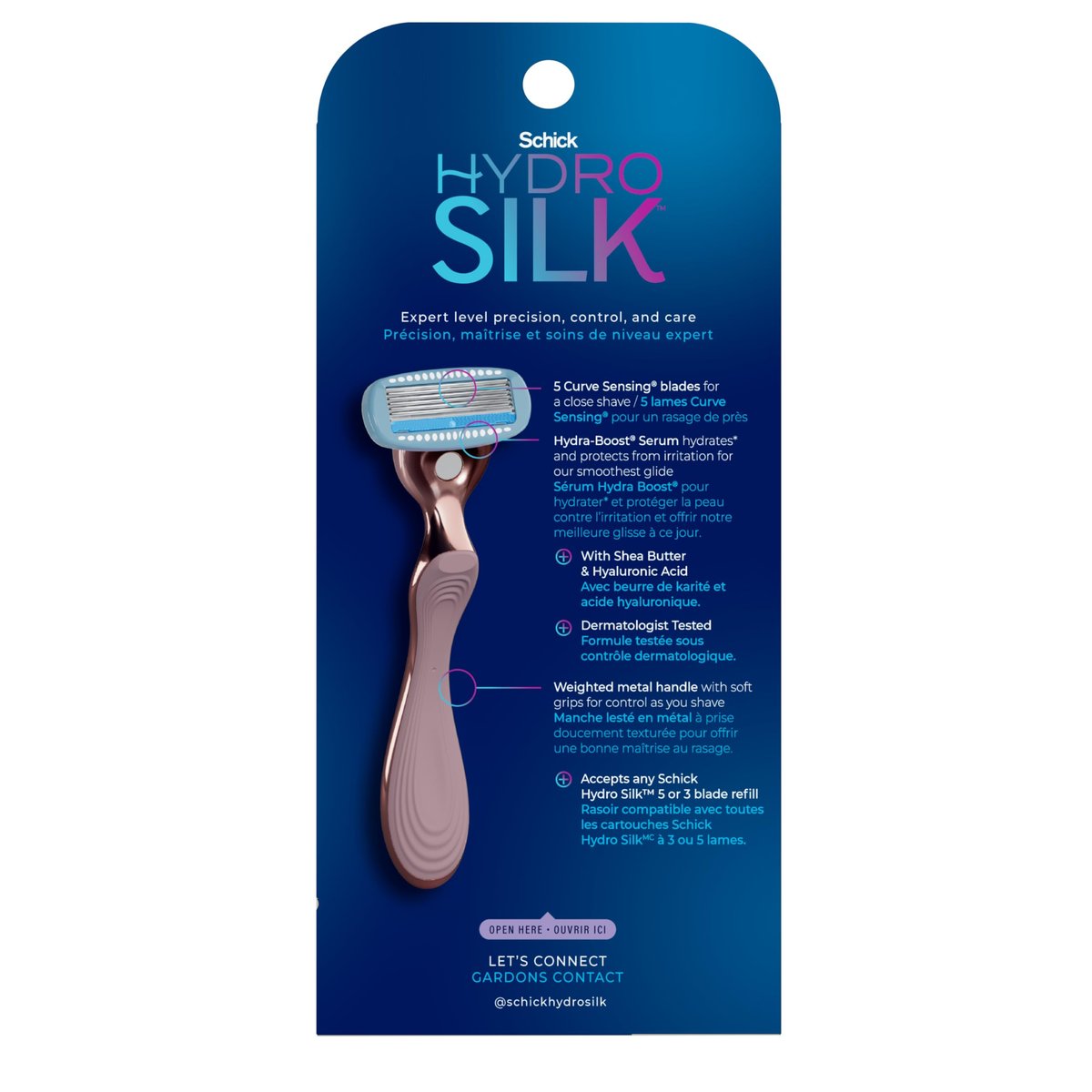 Schick Hydro Silk Rose Gold Metal Razor for Women – 5-Blade Razor with Handle & 2 Refills Avelisse