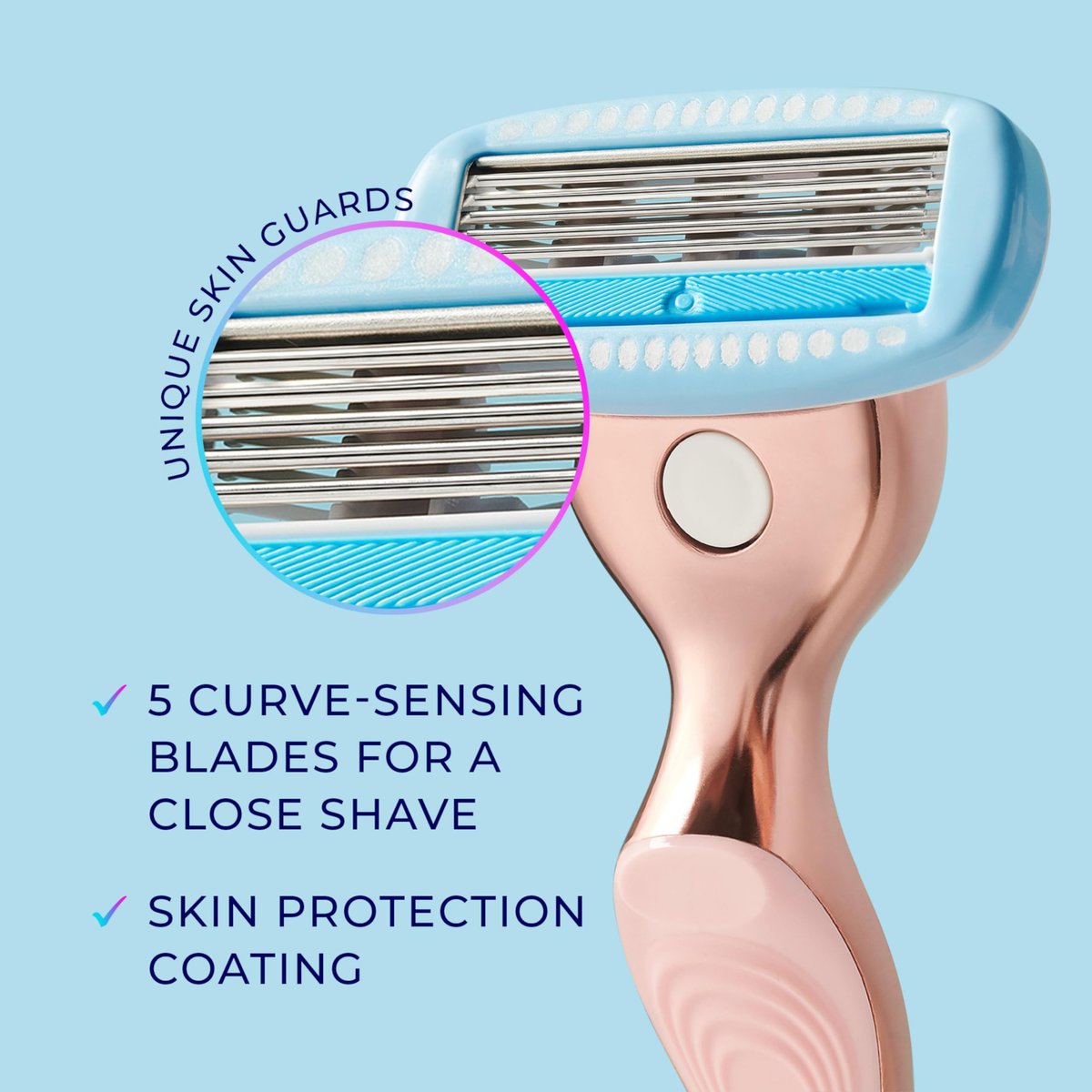 Schick Hydro Silk Rose Gold Metal Razor for Women – 5-Blade Razor with Handle & 2 Refills Avelisse