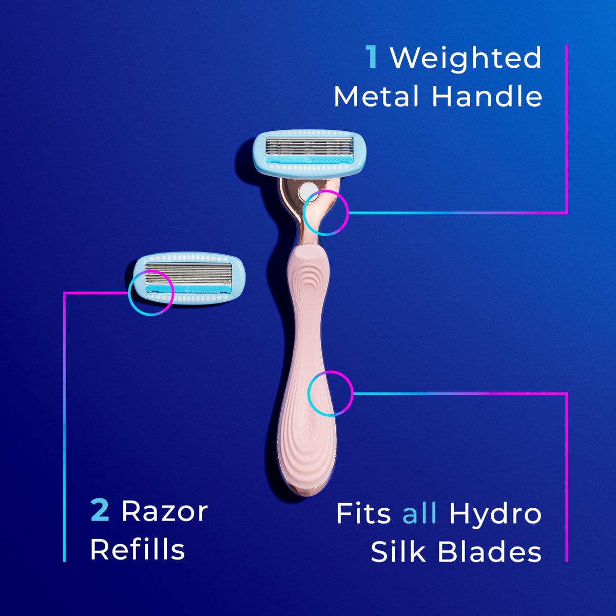 Schick Hydro Silk Rose Gold Metal Razor for Women – 5-Blade Razor with Handle & 2 Refills Avelisse