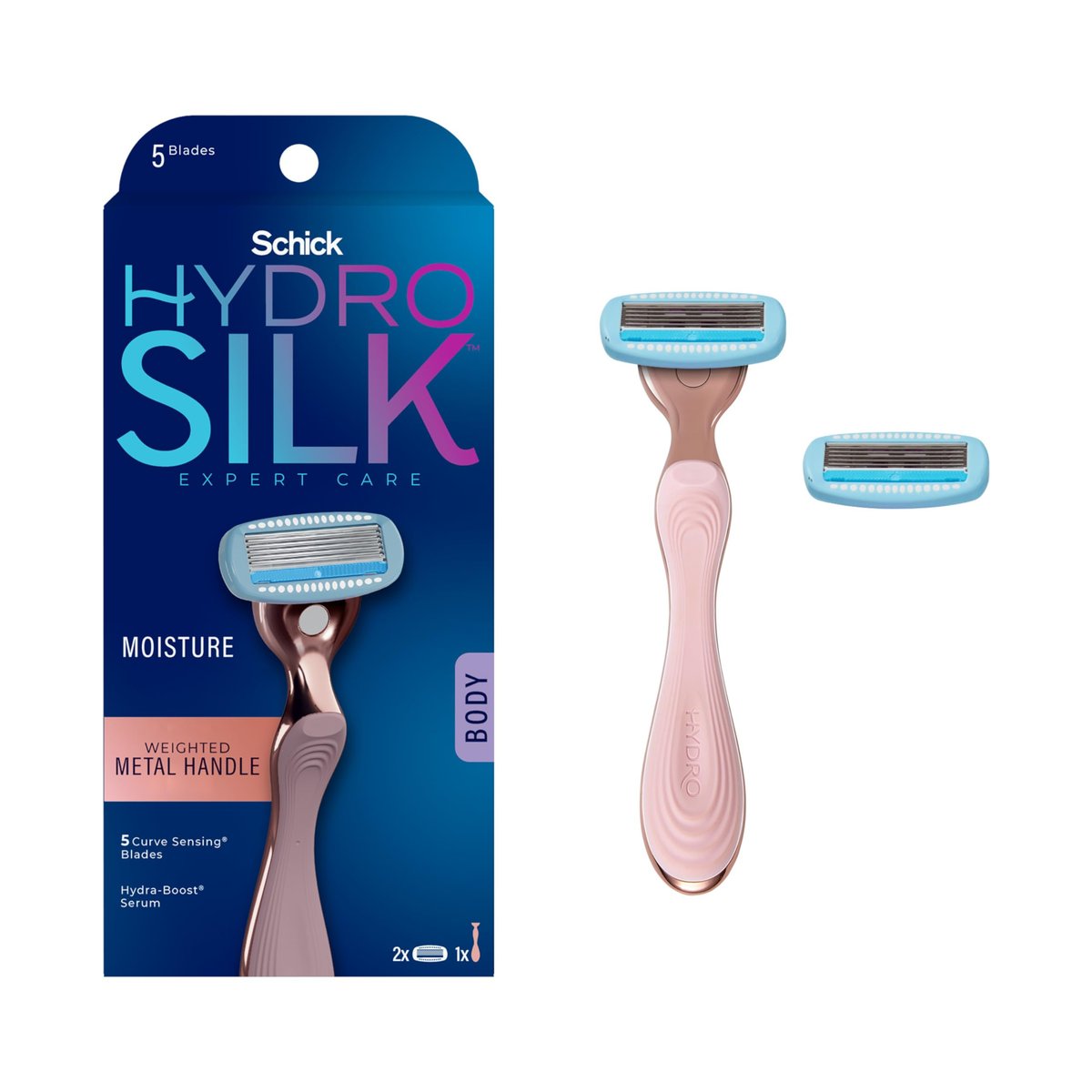 Schick Hydro Silk Rose Gold Metal Razor for Women – 5-Blade Razor with Handle & 2 Refills Avelisse