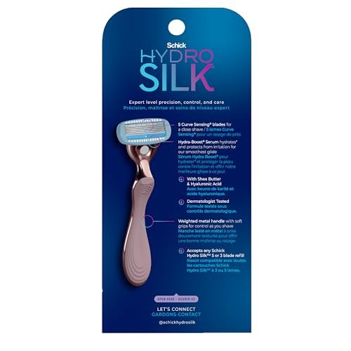 Schick Hydro Silk Rose Gold Metal Razor for Women – 5-Blade Razor with Handle & 2 Refills Avelisse