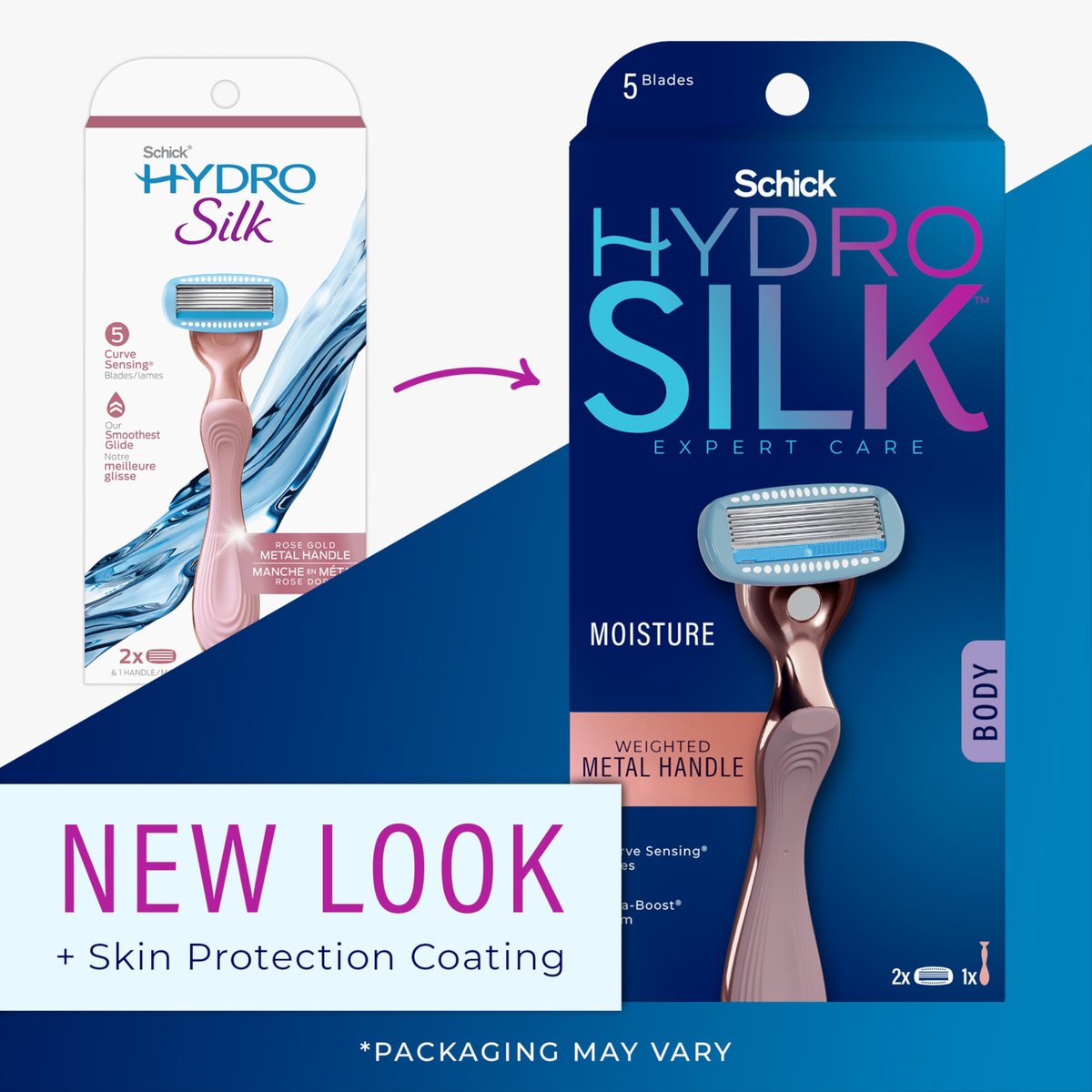 Schick Hydro Silk Rose Gold Metal Razor for Women – 5-Blade Razor with Handle & 2 Refills Avelisse