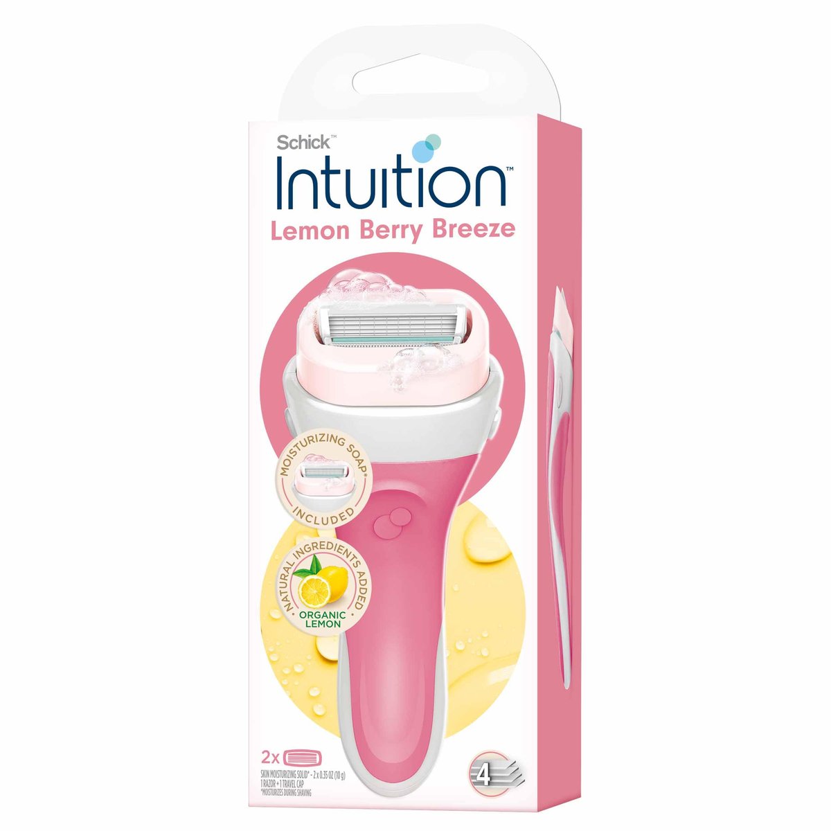 Schick Intuition Lemon Berry Breeze Razors for Women - 1 Razor Handle & 2 Refill Blades with Organic Lemon - görsel 1