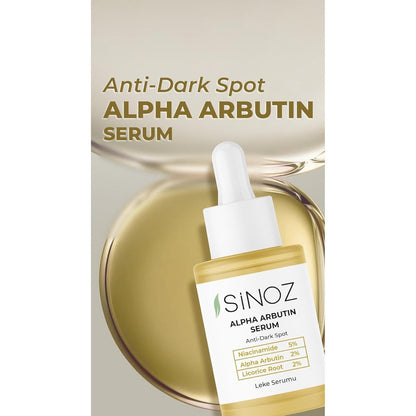 Sinoz Anti-Dark Spot Arbutin Skin Serum - Niacinamide 5% + Alpha Arbutin 2% - Fades Dark Spots & Brightens Uneven Skin Tone - Lightweight & Fast Absorbing - 30 ml