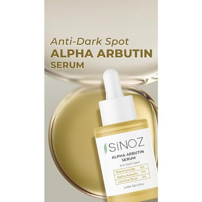 Sinoz Anti-Dark Spot Arbutin Skin Serum - Niacinamide 5% + Alpha Arbutin 2% - Fades Dark Spots & Brightens Uneven Skin Tone - Lightweight & Fast Absorbing - 30 ml