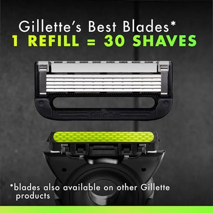 GilletteLabs Men's Shaving Razor with Exfoliating Bar, 1 Handle, 4 Blade Refills, Magnetic Stand Avelisse