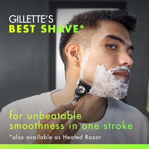 GilletteLabs Men's Shaving Razor with Exfoliating Bar, 1 Handle, 4 Blade Refills, Magnetic Stand Avelisse