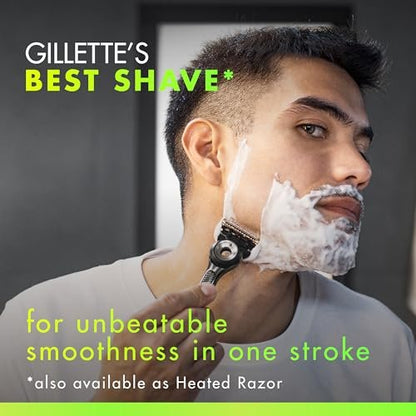 GilletteLabs Men's Shaving Razor with Exfoliating Bar, 1 Handle, 4 Blade Refills, Magnetic Stand Avelisse