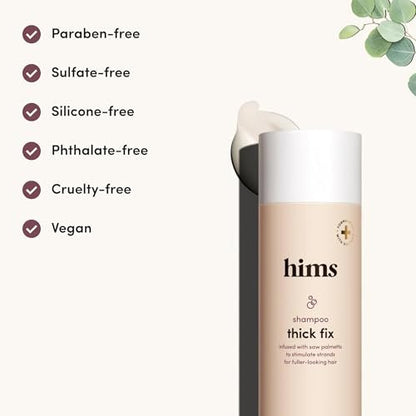 hims Thick Fix Shampoo - Saw Palmetto for Healthy Hair Growth & Thickening - Scalp Cleansing - Vegan, Sulfate-Free & Cruelty-Free - Eucalyptus Scent, 2 Pack (6.4 fl oz each) Avelisse