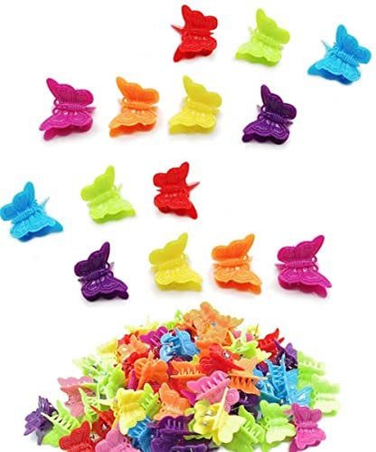 DEEINN 50 Pcs Butterfly Pastel Hair Clips - Mini Cute Hair Accessories for 90s Style Girls Women, Matte Colors