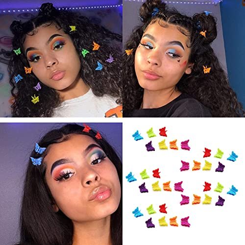 DEEINN 50 Pcs Butterfly Pastel Hair Clips - Mini Cute Hair Accessories for 90s Style Girls Women, Matte Colors - görsel 6