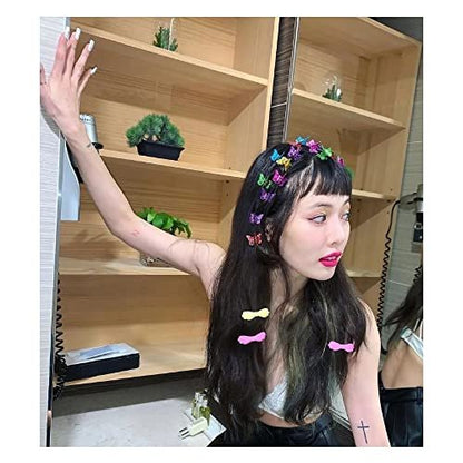 DEEINN 50 Pcs Butterfly Pastel Hair Clips - Mini Cute Hair Accessories for 90s Style Girls Women, Matte Colors