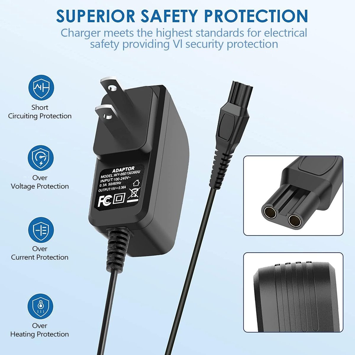 NFGEKT 15V Charger Cord Compatible with Norelco HQ8505 3000 5000 7000 9000 Series MG5750 MG7750 MG7790 Shaver - görsel 11