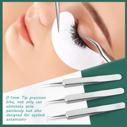16-Piece Blackhead Remover Tools Kit - Premium Stainless Steel Pimple Popper Tool Set with Metal Box