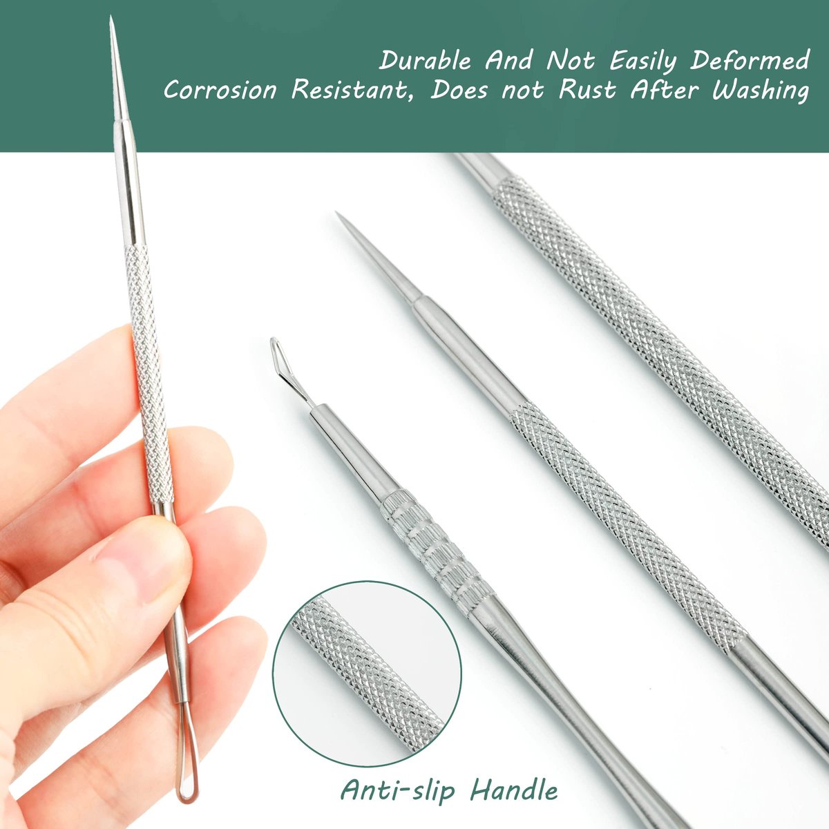 16-Piece Blackhead Remover Tools Kit - Premium Stainless Steel Pimple Popper Tool Set with Metal Box - görsel 9