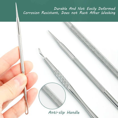 16-Piece Blackhead Remover Tools Kit - Premium Stainless Steel Pimple Popper Tool Set with Metal Box
