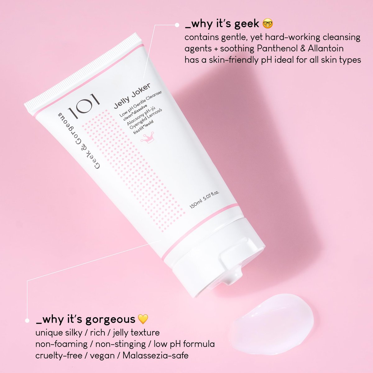 Jelly Joker Gentle Gel Cleanser & Makeup Remover – Non-Foaming, Low pH, Hydrating – For All Skin Types, Sensitive – 5.07 oz - görsel 5